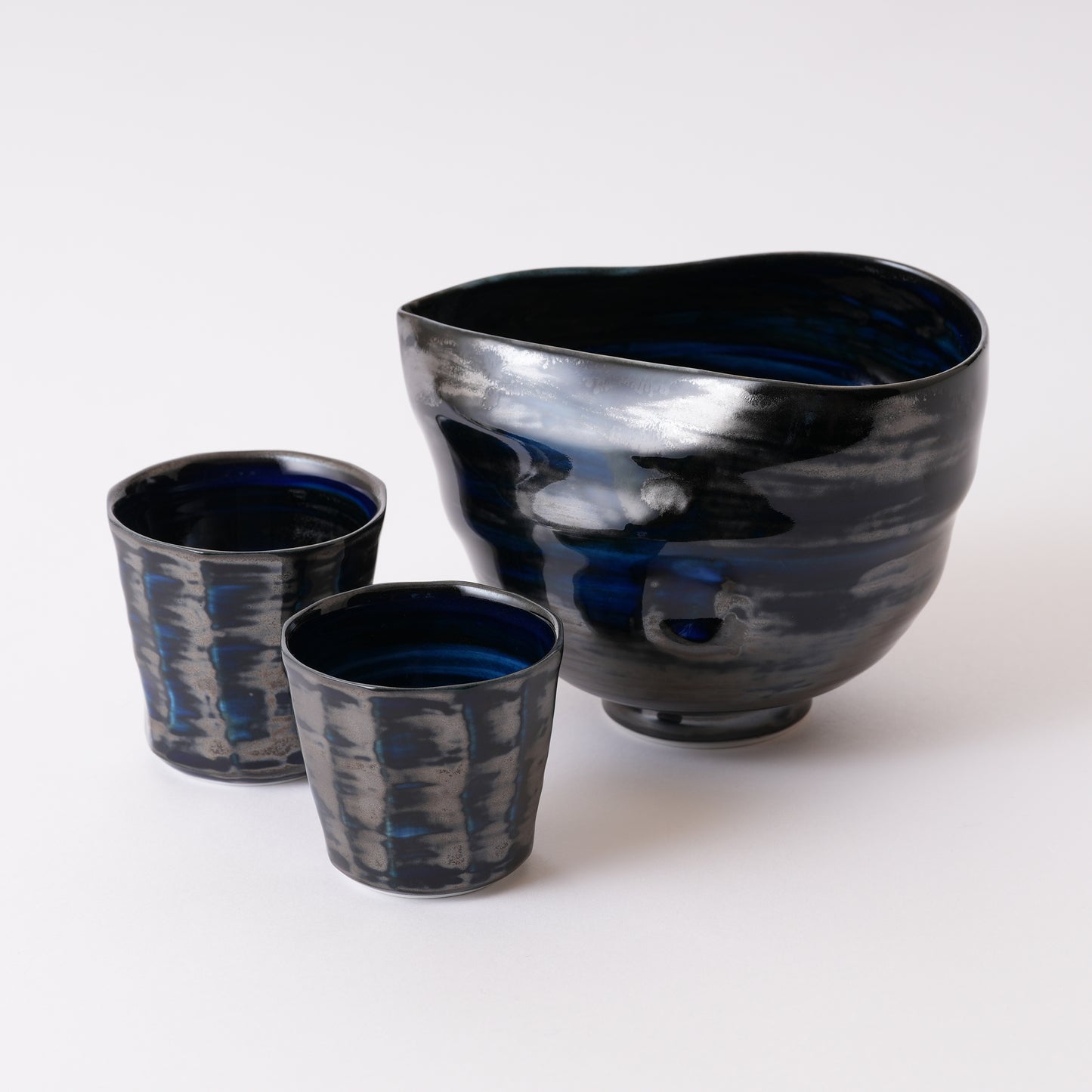 【焼野工房福春】天目釉 酒器セット 面取り