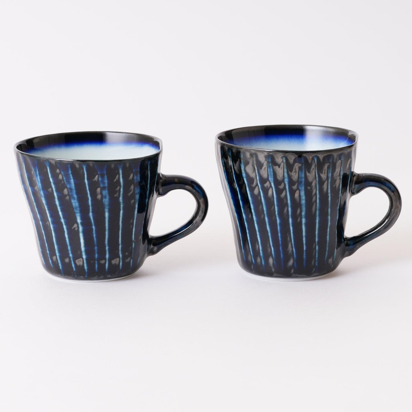 Fukuharu Oil-Drop Glaze Coffee Cups Set of 2 (Tenmokuyū, Kakewake, Shinogi)