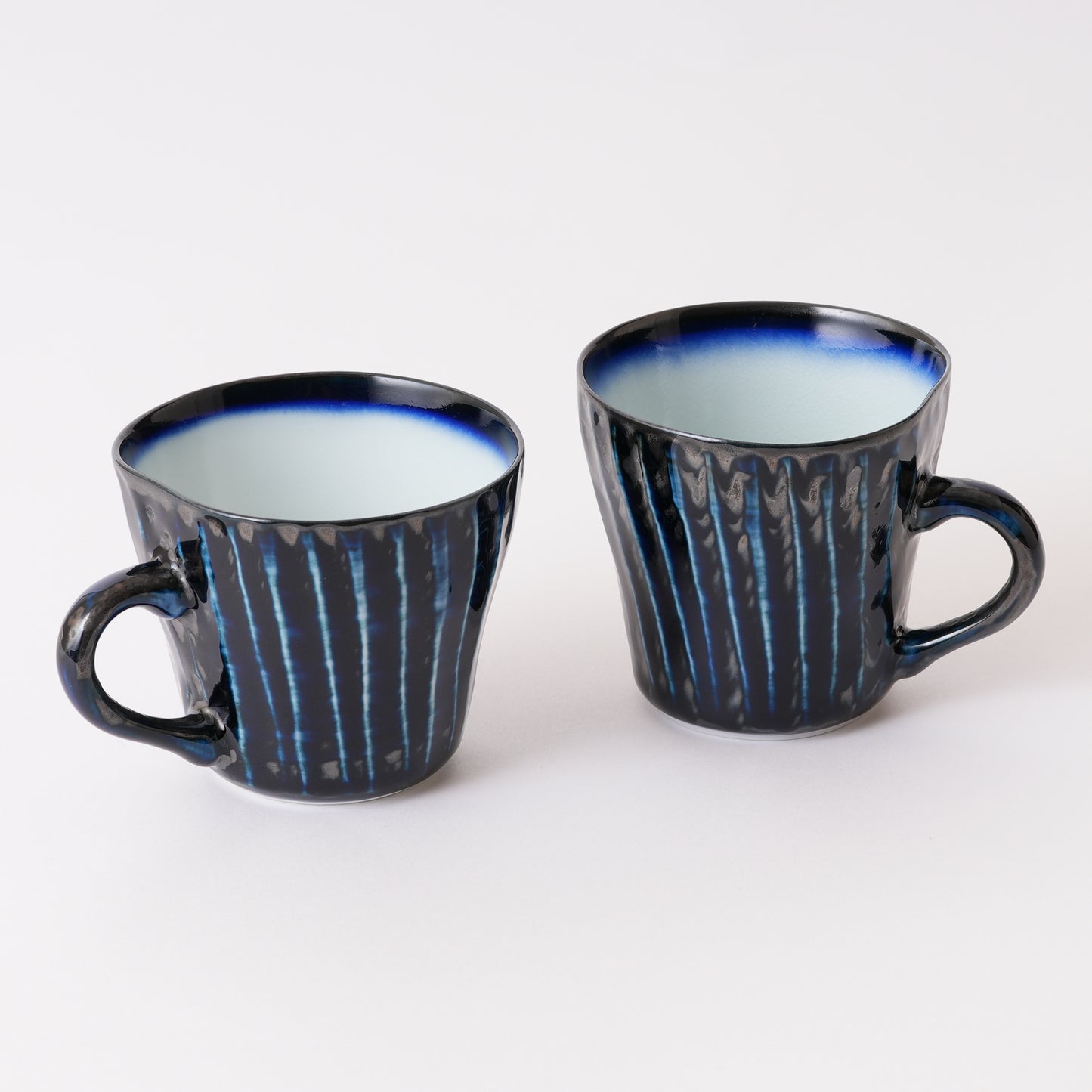 Fukuharu Oil-Drop Glaze Coffee Cups Set of 2 (Tenmokuyū, Kakewake, Shinogi)