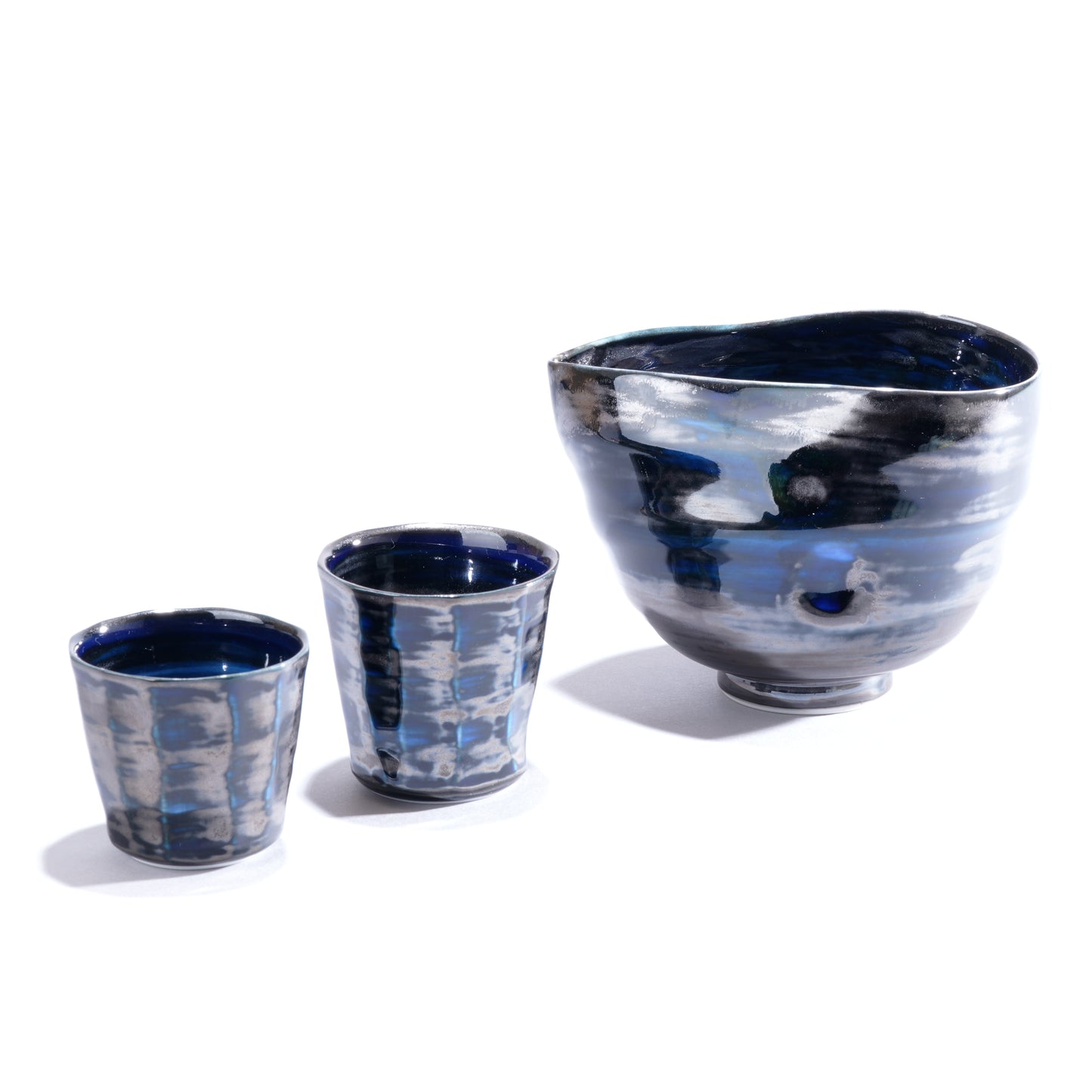 【焼野工房福春】天目釉 酒器セット 面取り