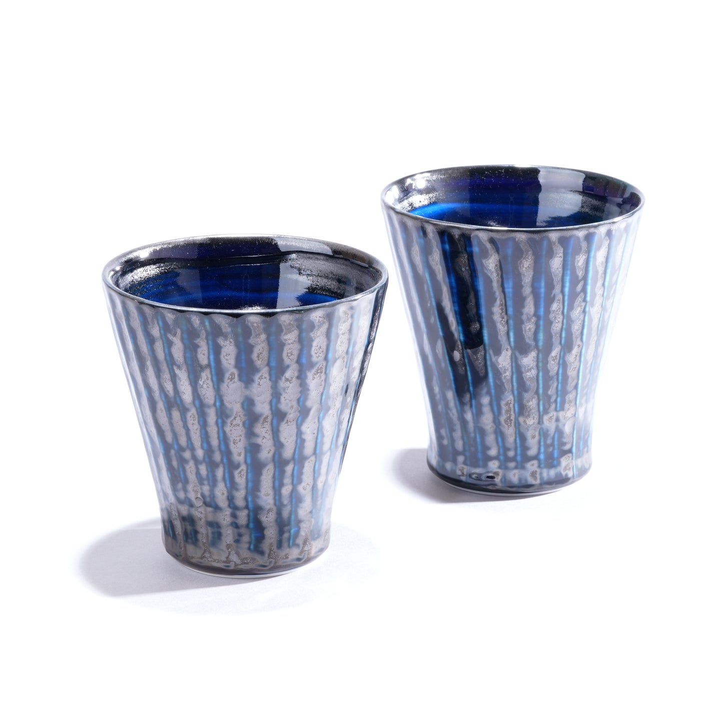 Fukuharu Oil-Drop Glaze Beer Cups Set of 2 (Tenmokuyū, Shinogi)