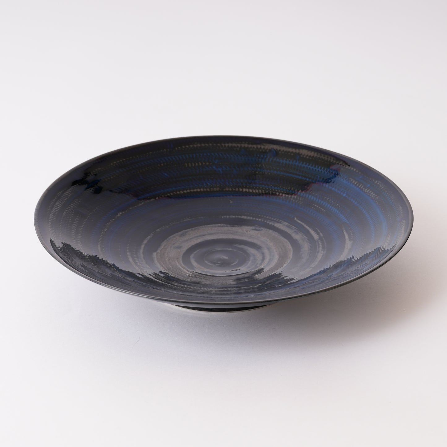 Fukuharu Oil-Drop Glaze Large Plate (Tenmokuyū, Tobikanna)