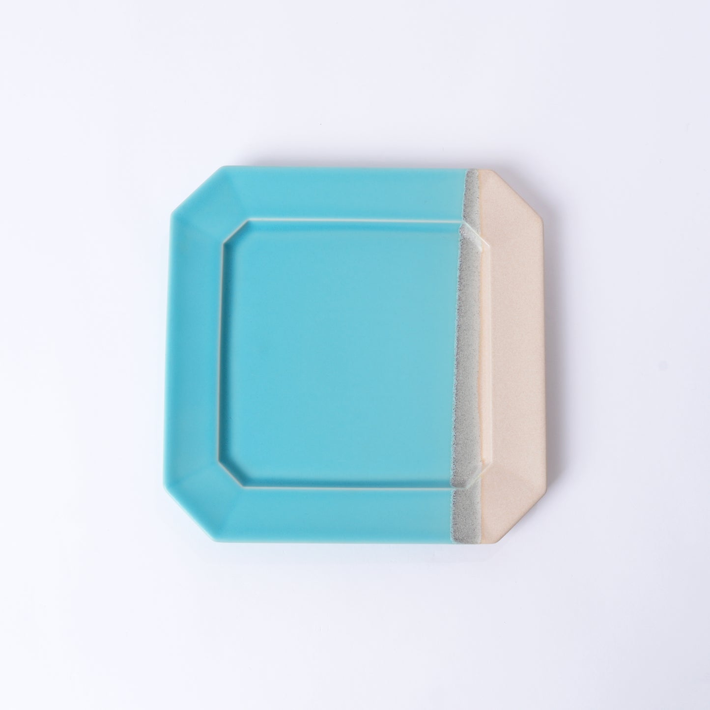 Kōshun Kiln Scenery Square Plates set of 4 - Turquoise Blue