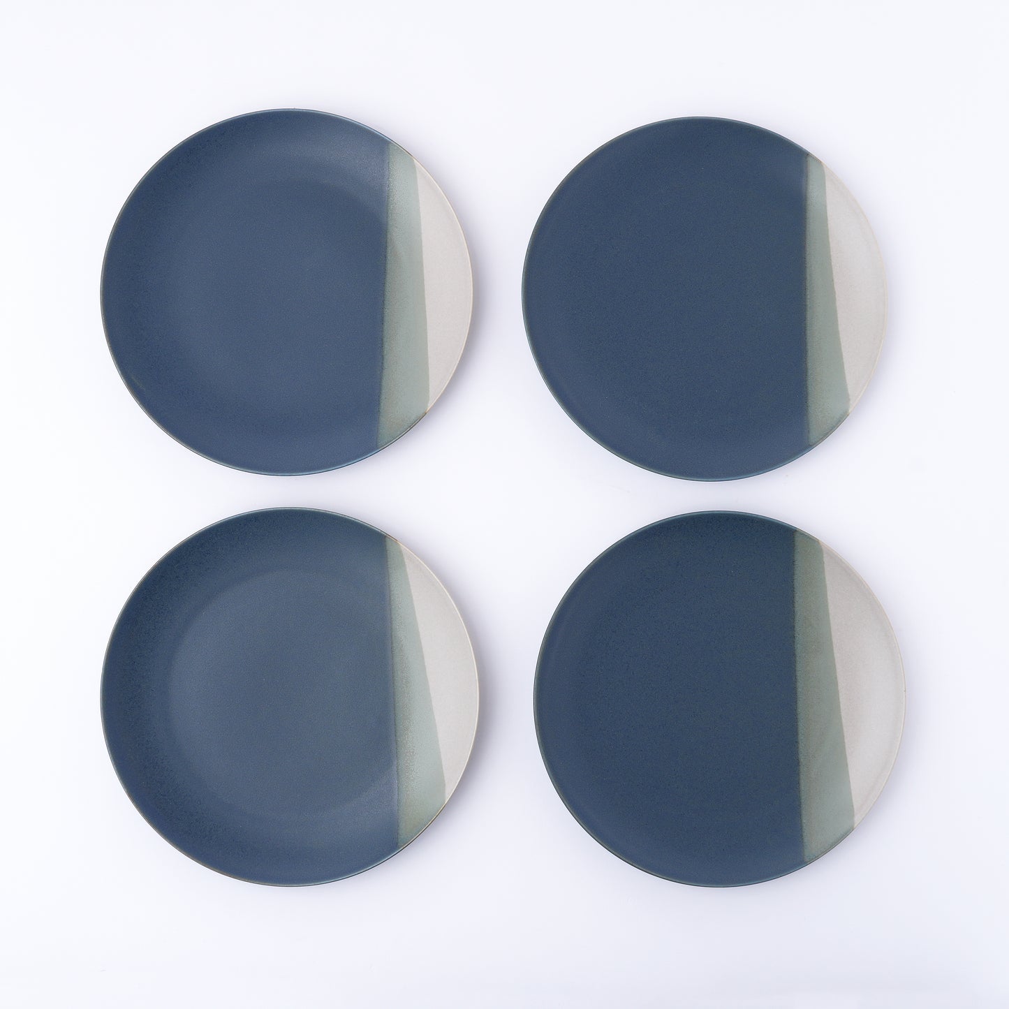 Kōshun Kiln Scenery Plates Medium set of 4 - Navy